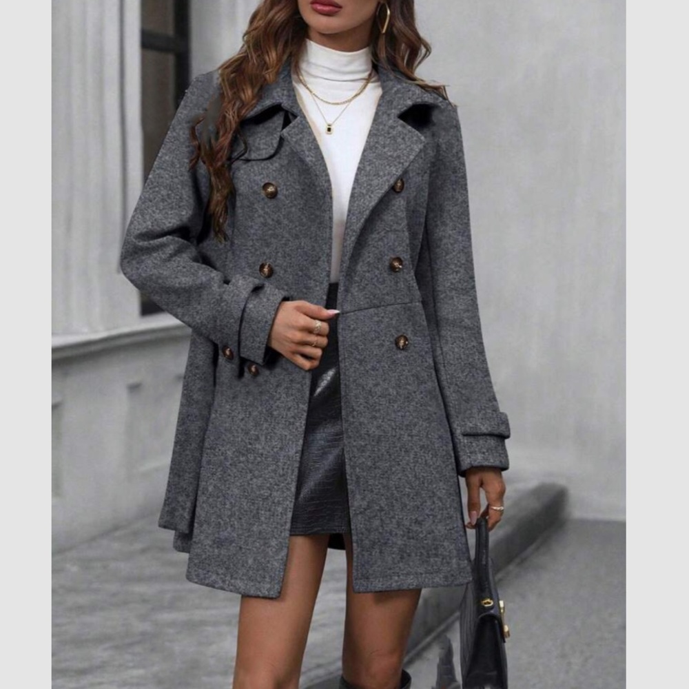 Luxe blue cozy double breasted coat - Picture 9 of 10
